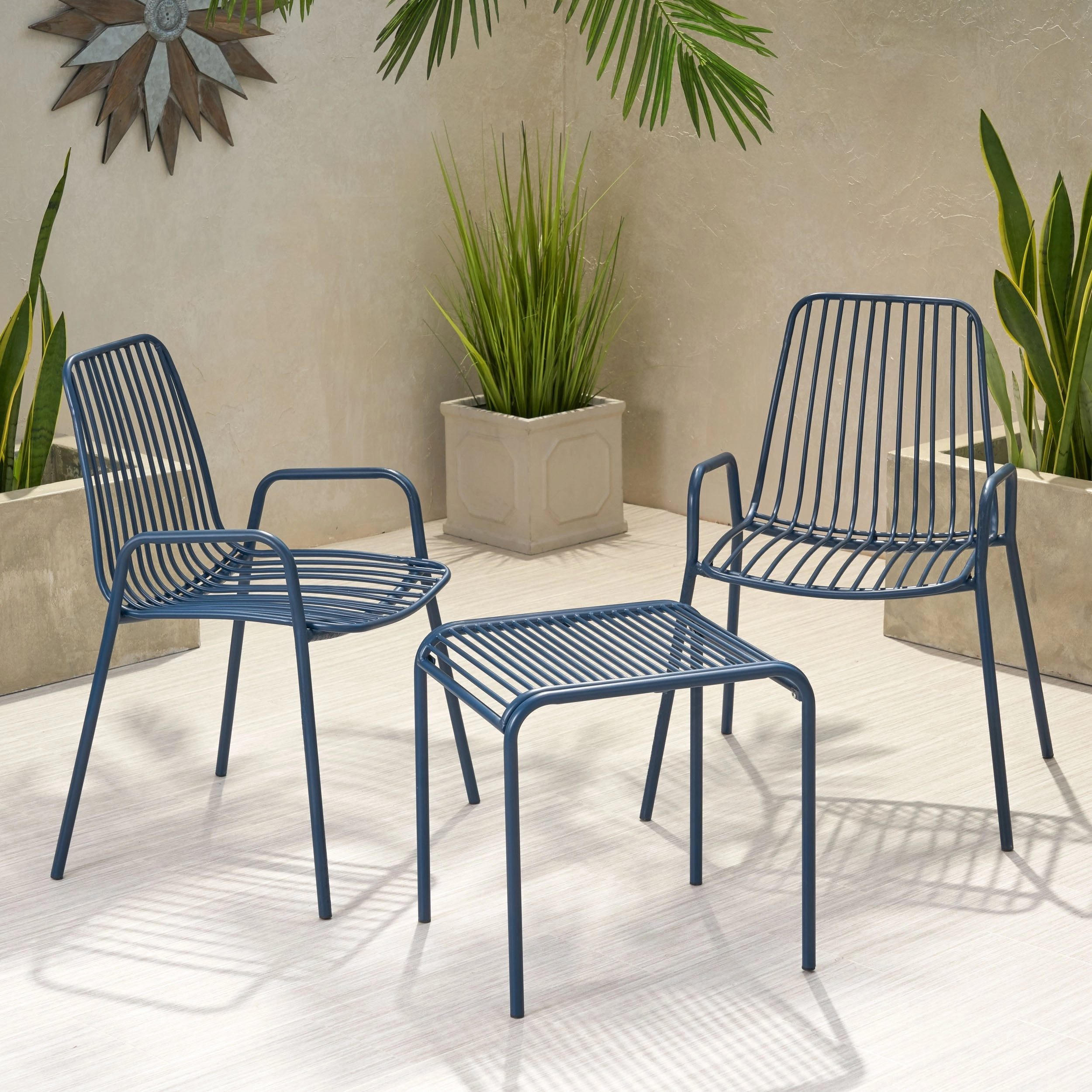 Outdoor Modern Iron 2 Seater Chat Set - NH837013 outdoor furniture, garden bench