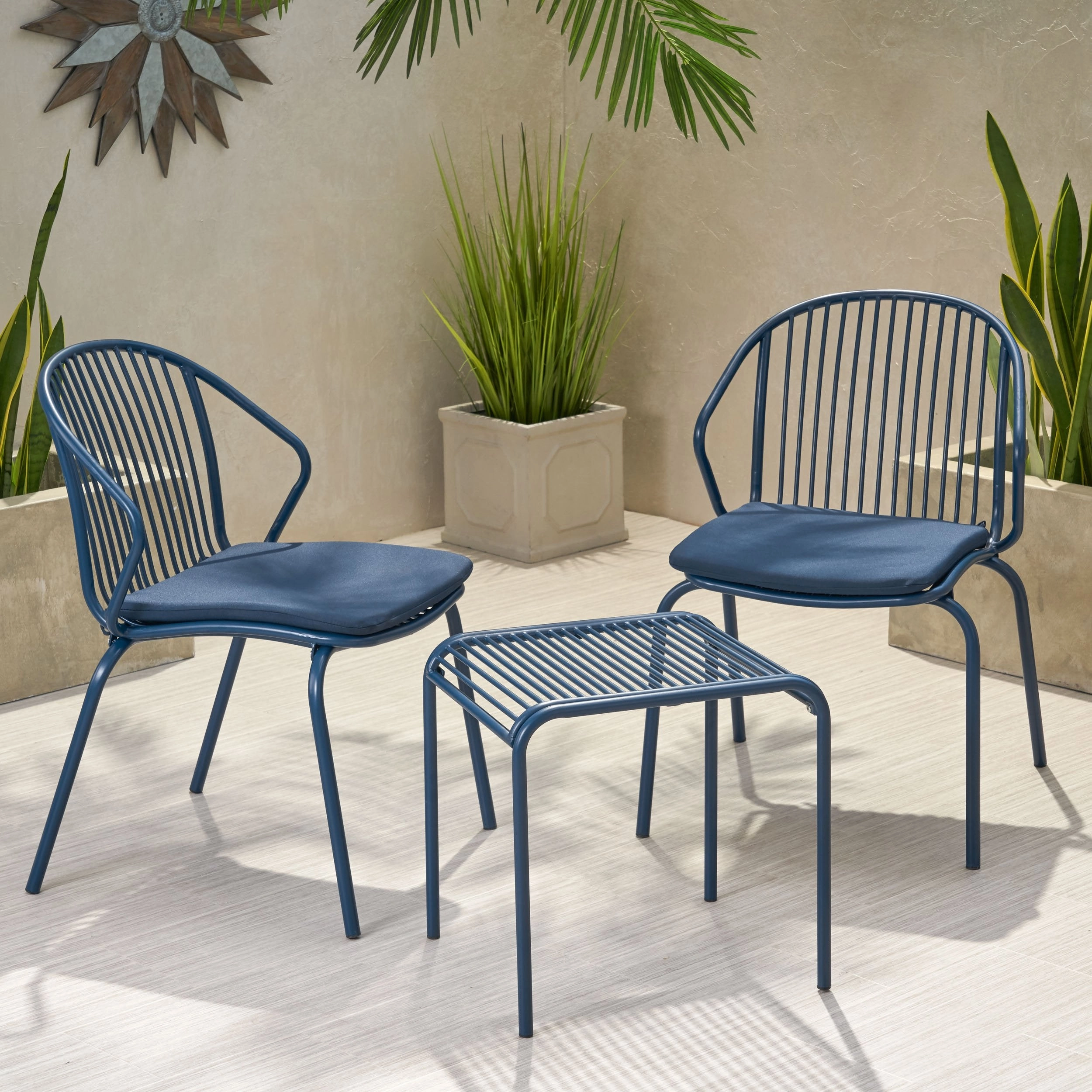 Outdoor Modern Iron 2 Seater Chat Set with Cushions - NH027013