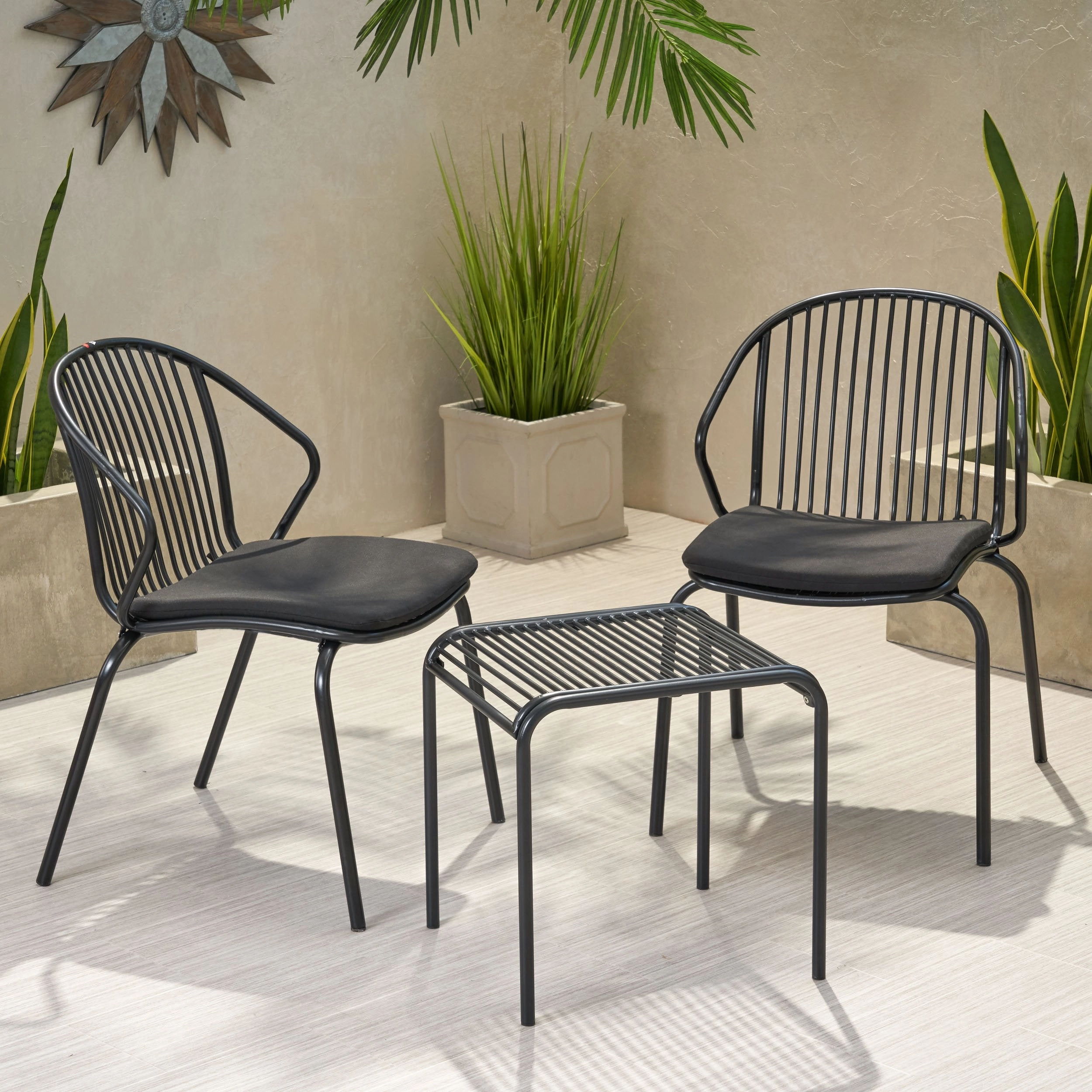Outdoor Modern Iron 2 Seater Chat Set with Cushions - NH027013 outdoor furniture, garden bench