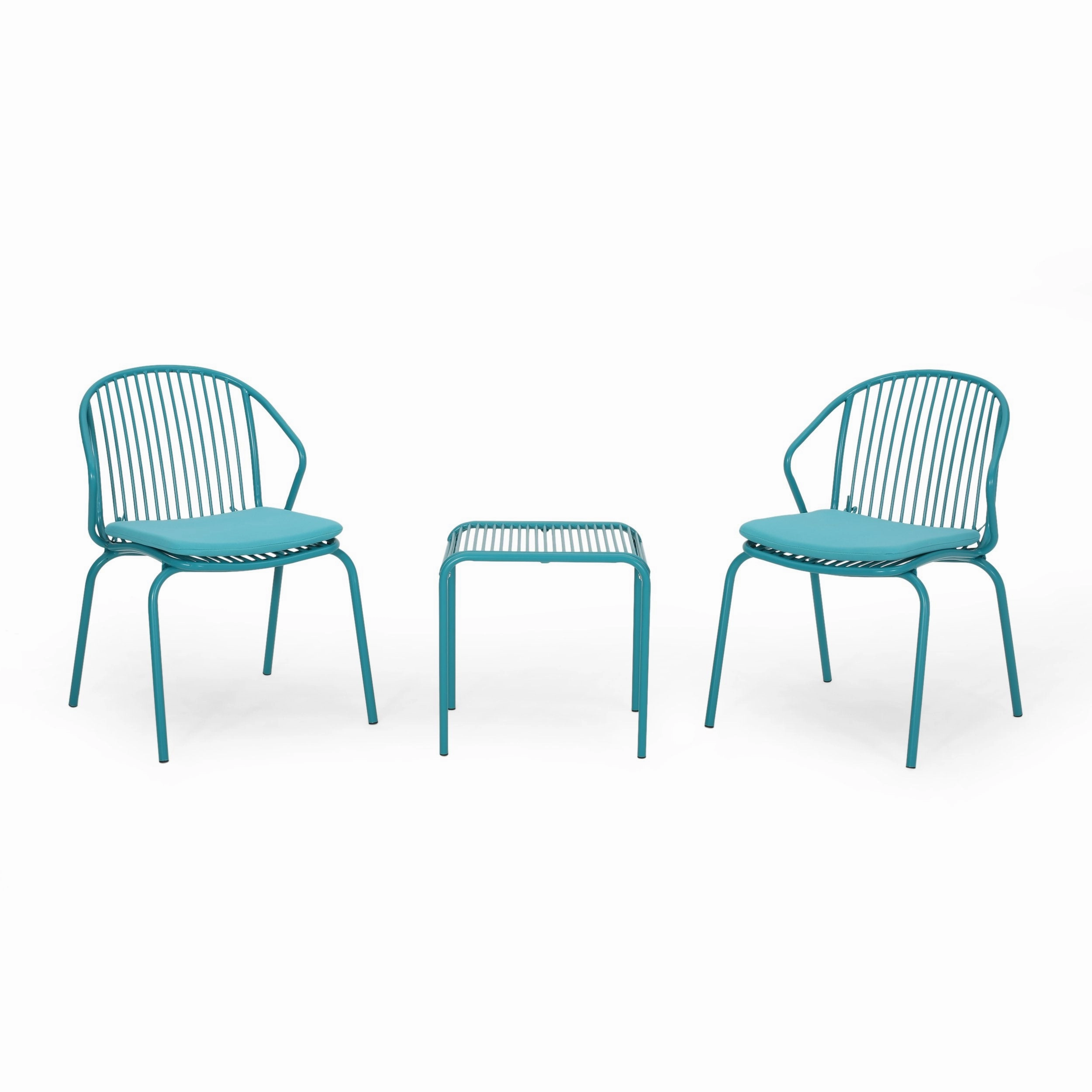 Outdoor Modern Iron 2 Seater Chat Set with Cushions - NH027013