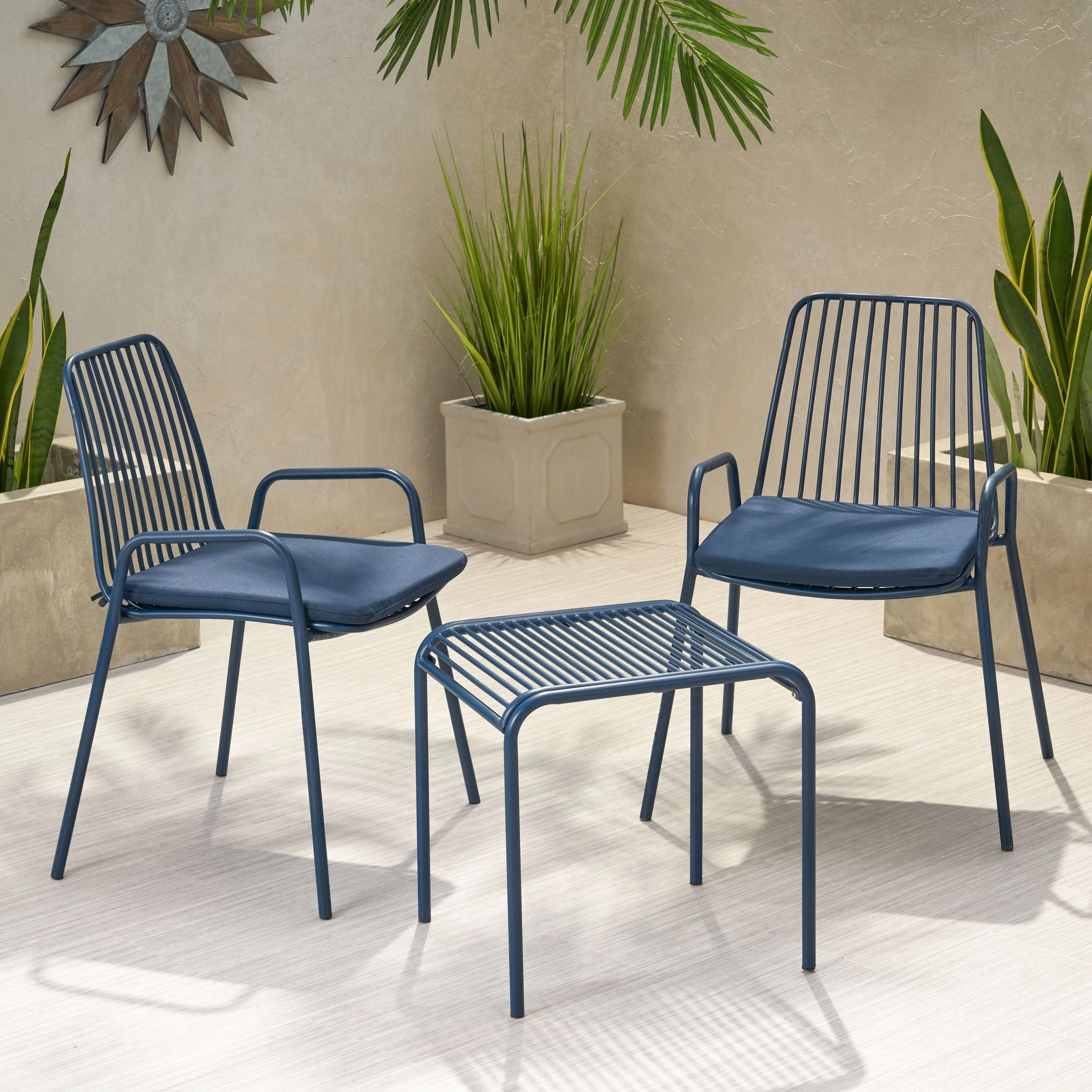 Outdoor Modern Iron 2 Seater Chat Set with Cushions - NH537013 outdoor furniture, garden bench