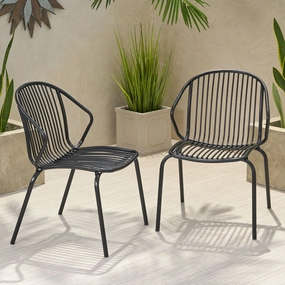 Outdoor Modern Iron Club Chair (Set of 2) - NH417013 outdoor furniture, garden bench