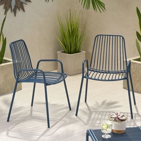Outdoor Modern Iron Club Chair (Set of 2) - NH927013 outdoor furniture, garden bench