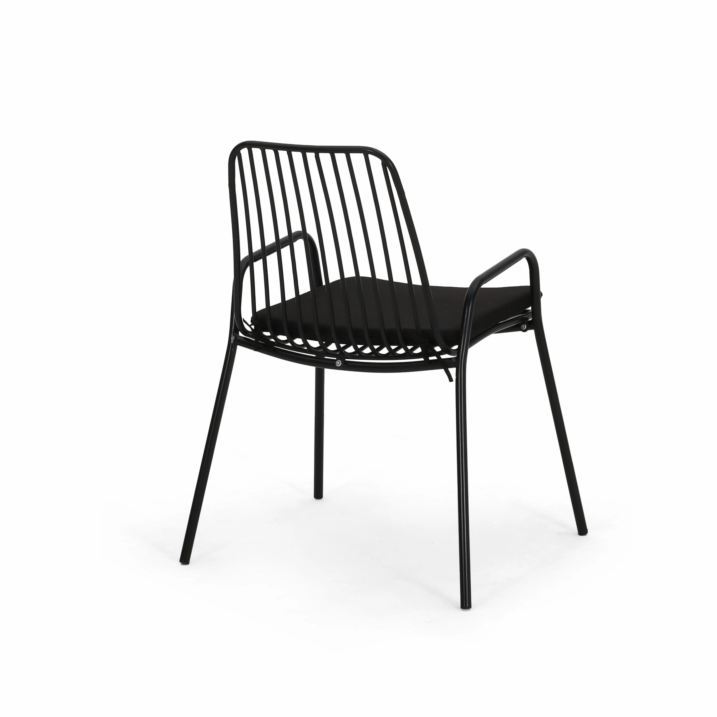 Outdoor Modern Iron Club Chair with Cushion (Set of 2) - NH237013
