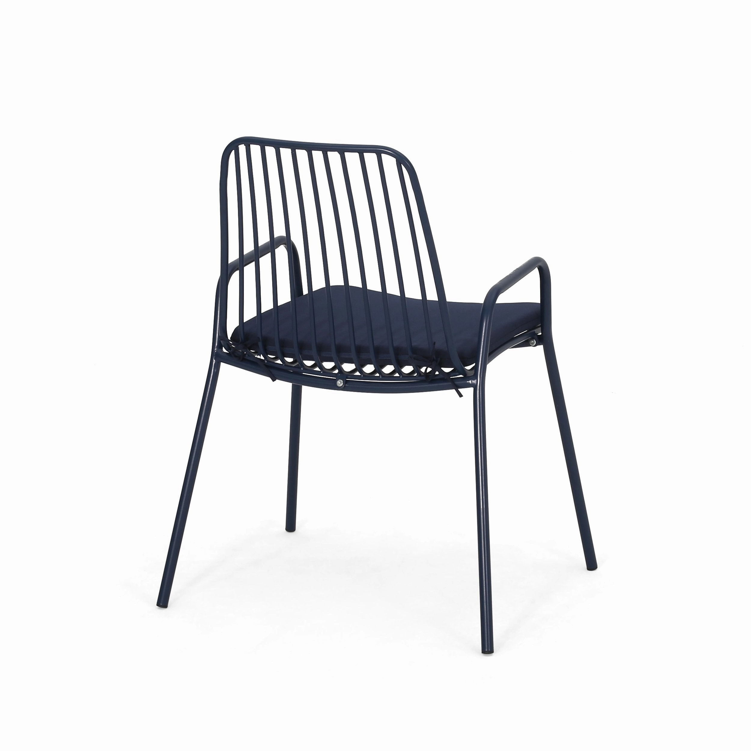 Outdoor Modern Iron Club Chair with Cushion (Set of 2) - NH237013