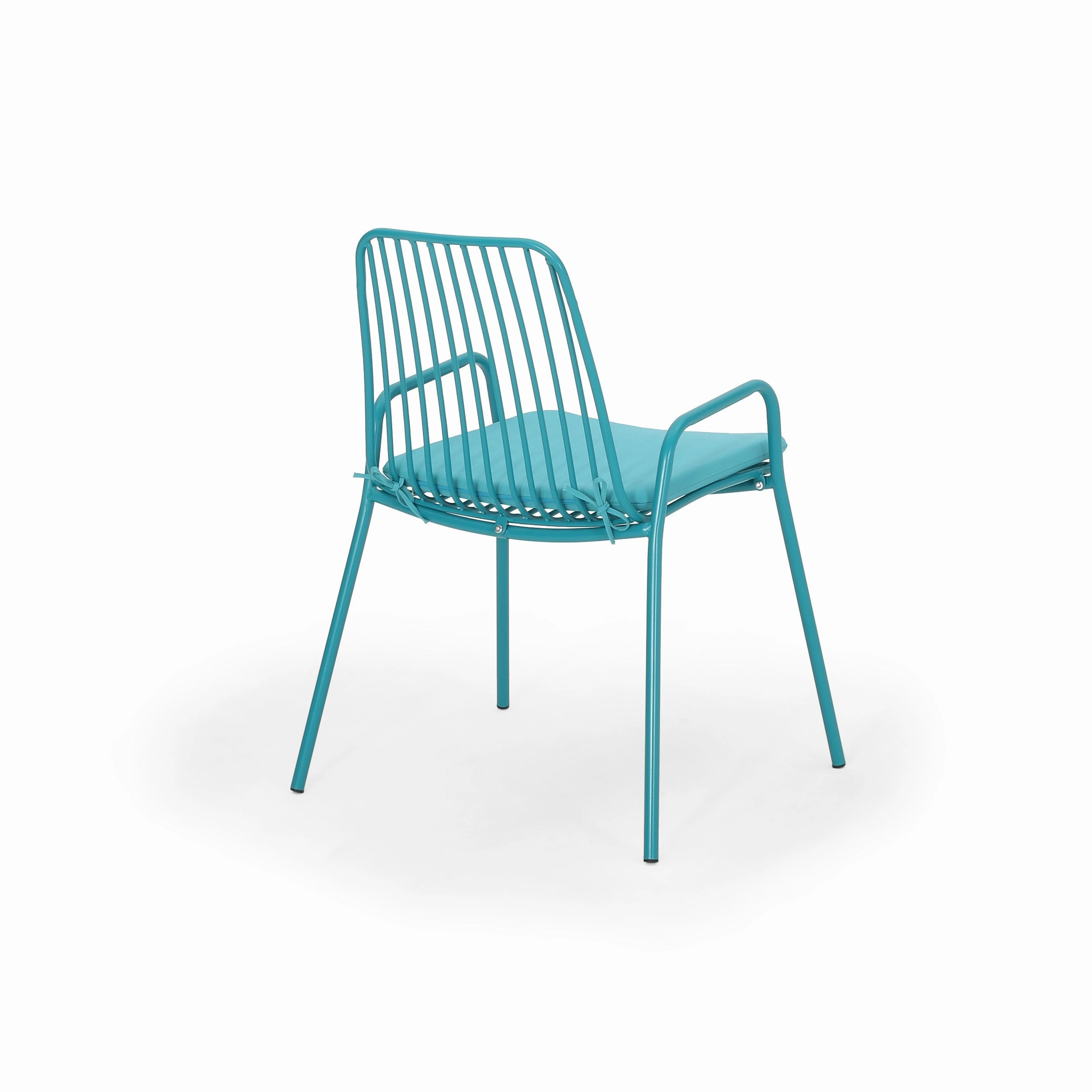 Outdoor Modern Iron Club Chair with Cushion (Set of 2) - NH237013