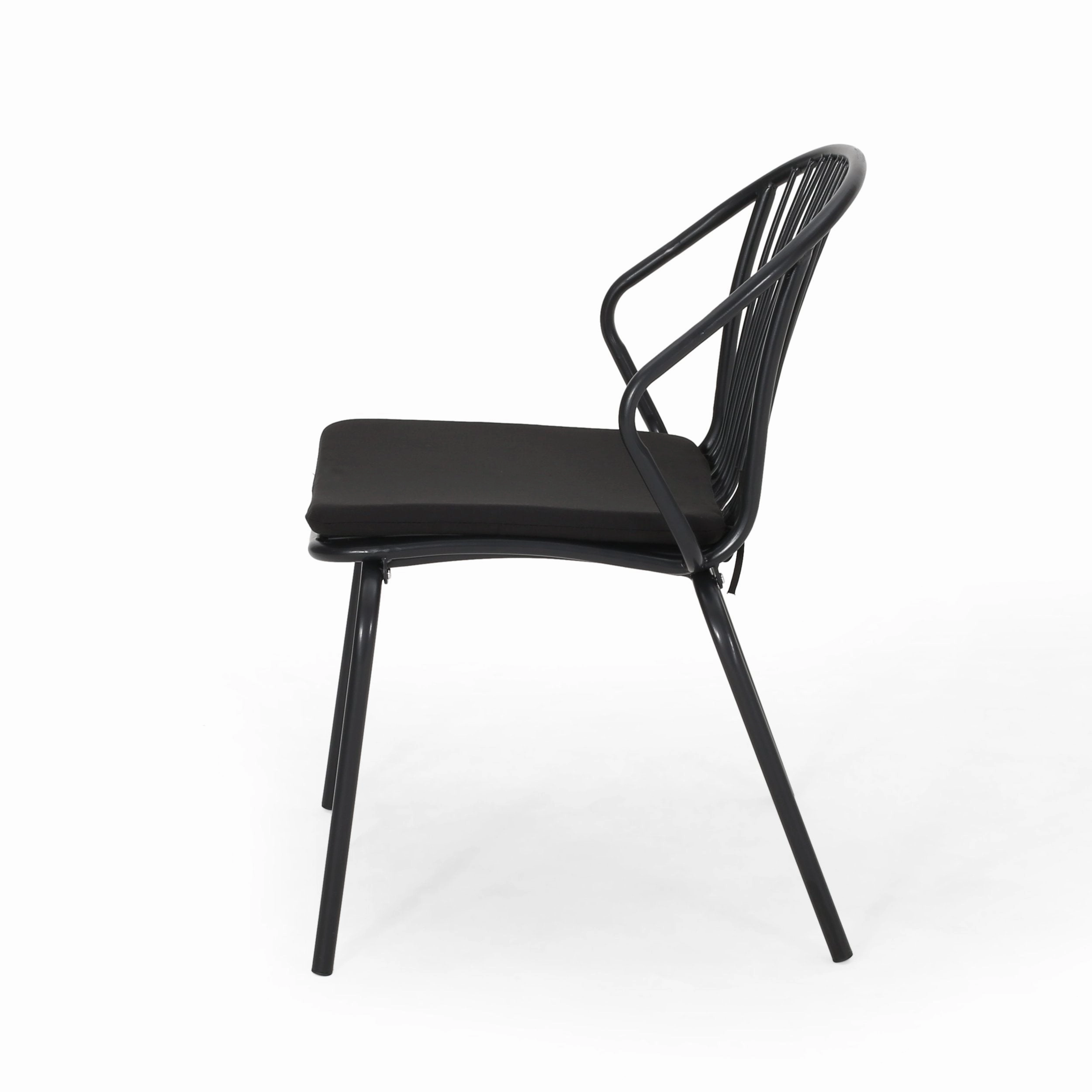 Outdoor Modern Iron Club Chair with Cushion (Set of 2) - NH717013