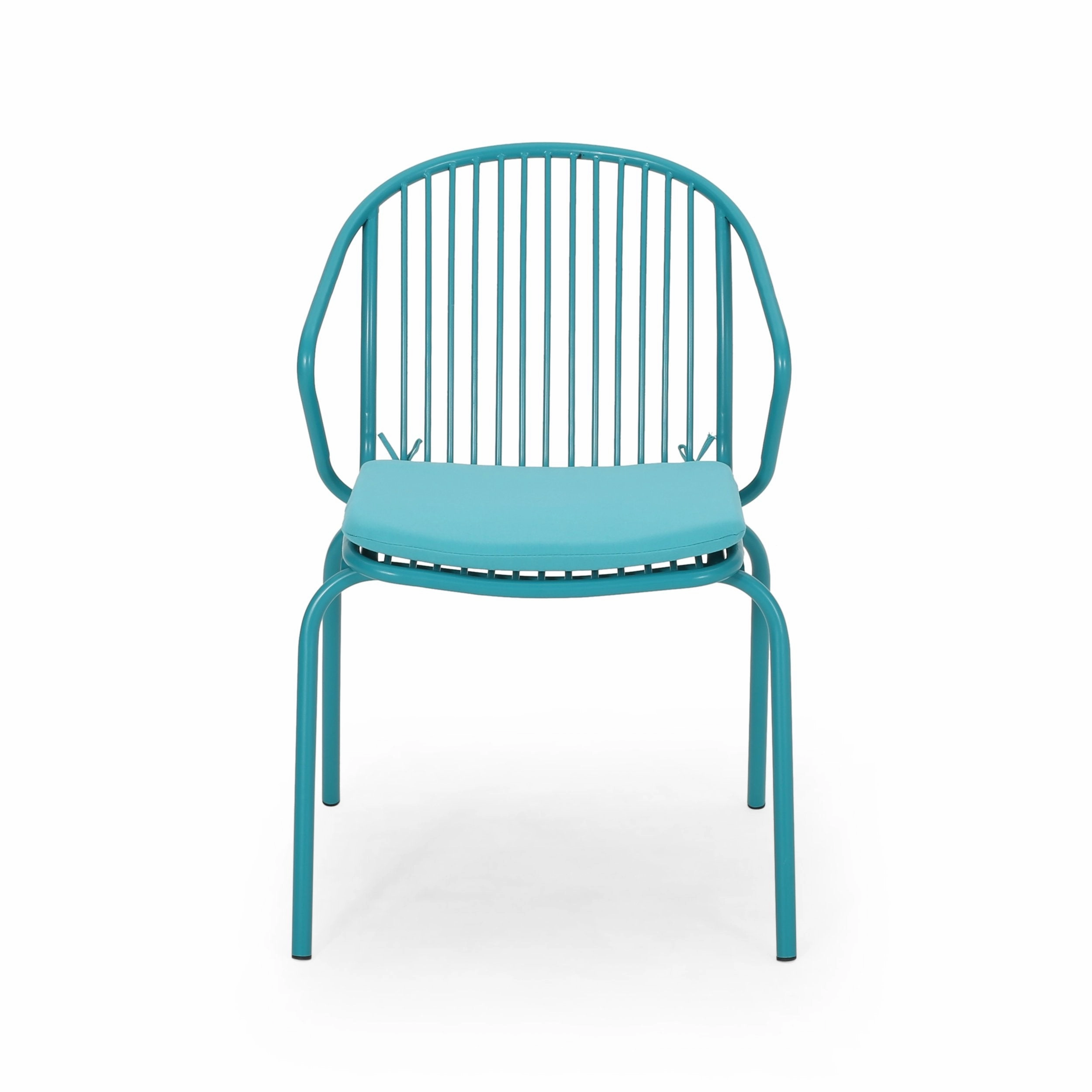 Outdoor Modern Iron Club Chair with Cushion (Set of 2) - NH717013