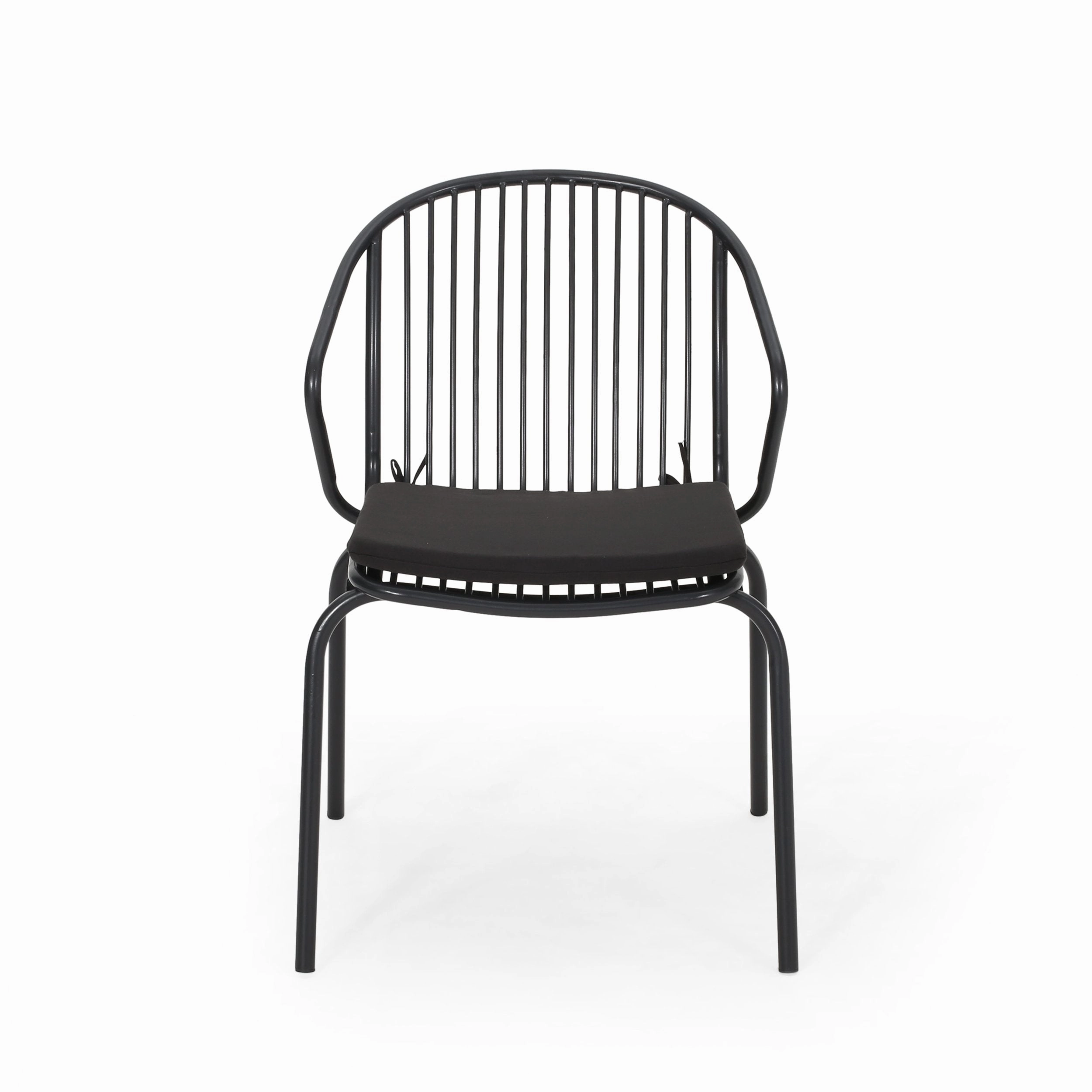 Outdoor Modern Iron Club Chair with Cushion (Set of 2) - NH717013