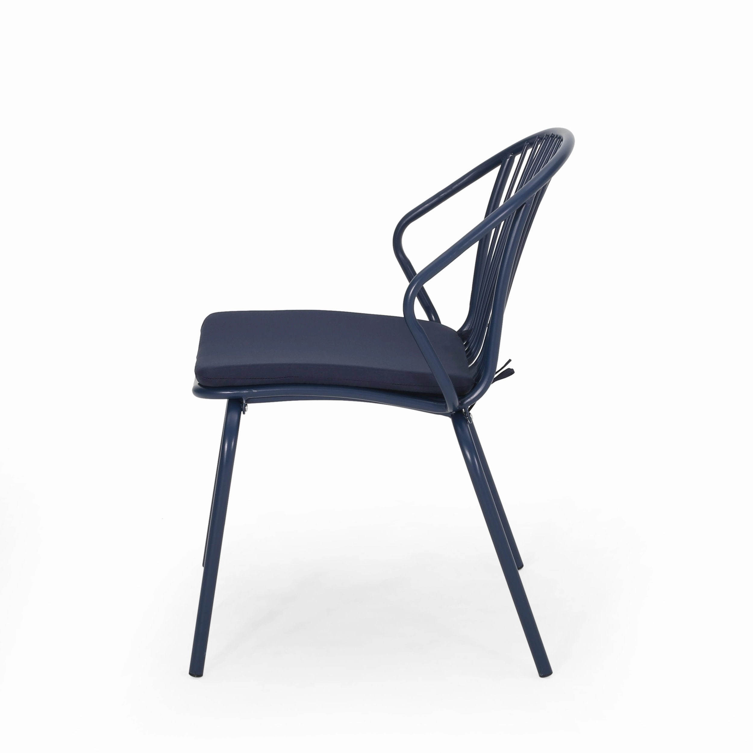Outdoor Modern Iron Club Chair with Cushion (Set of 2) - NH717013