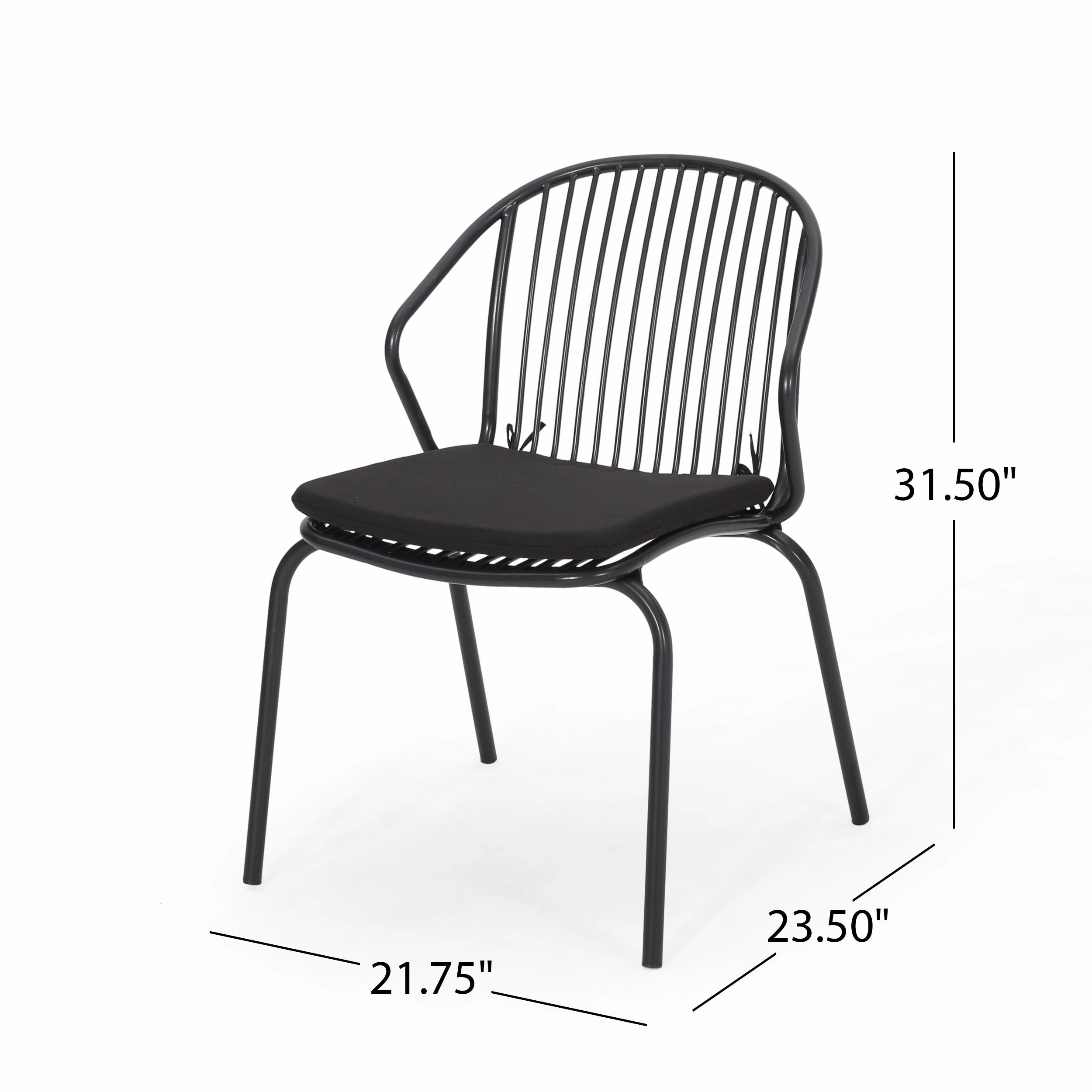 Outdoor Modern Iron Club Chair with Cushion (Set of 2) - NH717013