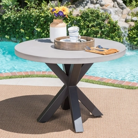 Outdoor Modern Lightweight Concrete Circular Dining Table with Cross Base - NH683103 outdoor lounge chair, patio sofa