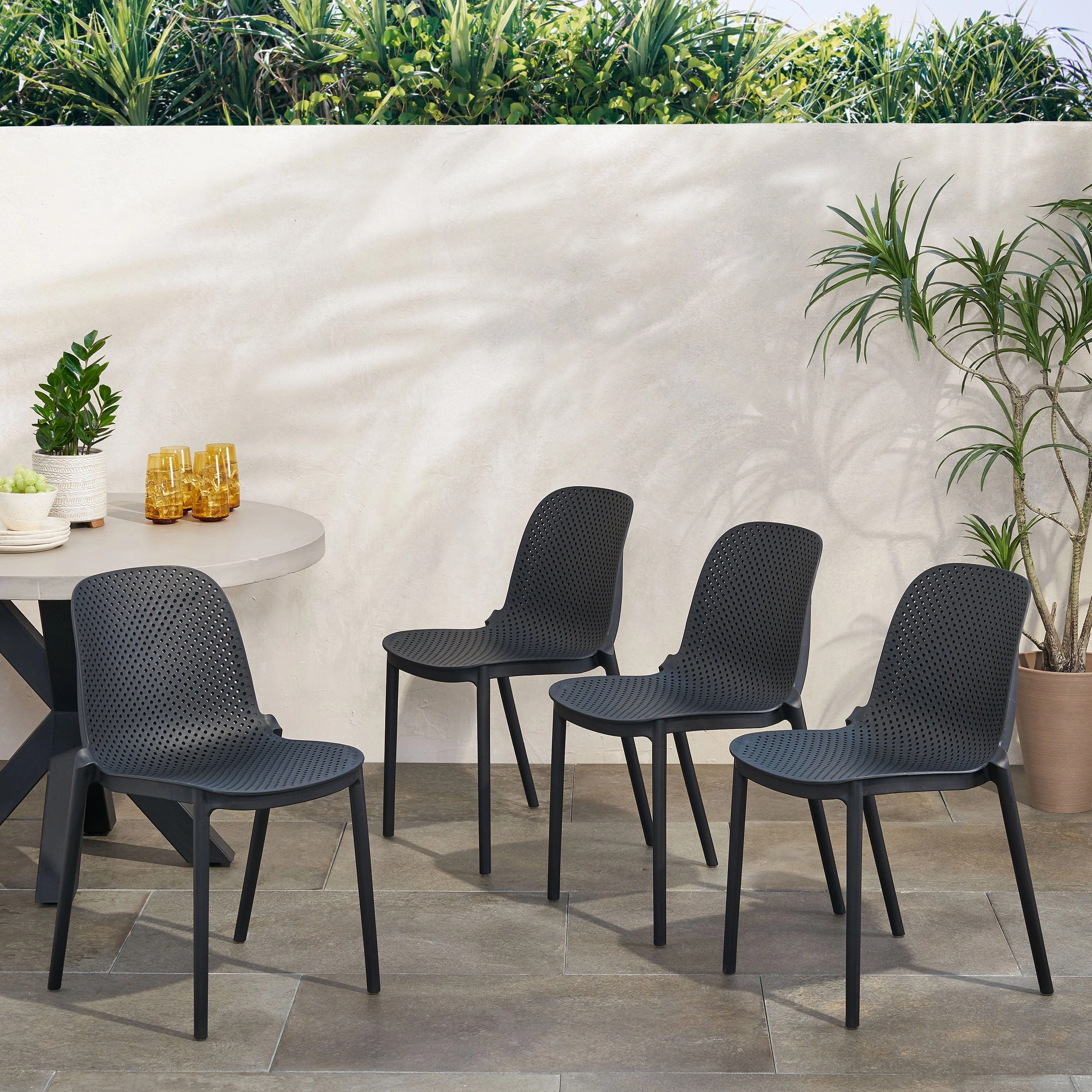 Outdoor Modern Stacking Dining Chair (Set of 4) - NH542213