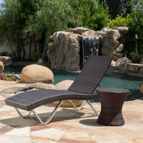 Outdoor Multi Brown Wicker Chaise Lounge with Table - NH122692 patio umbrella, gazebo
