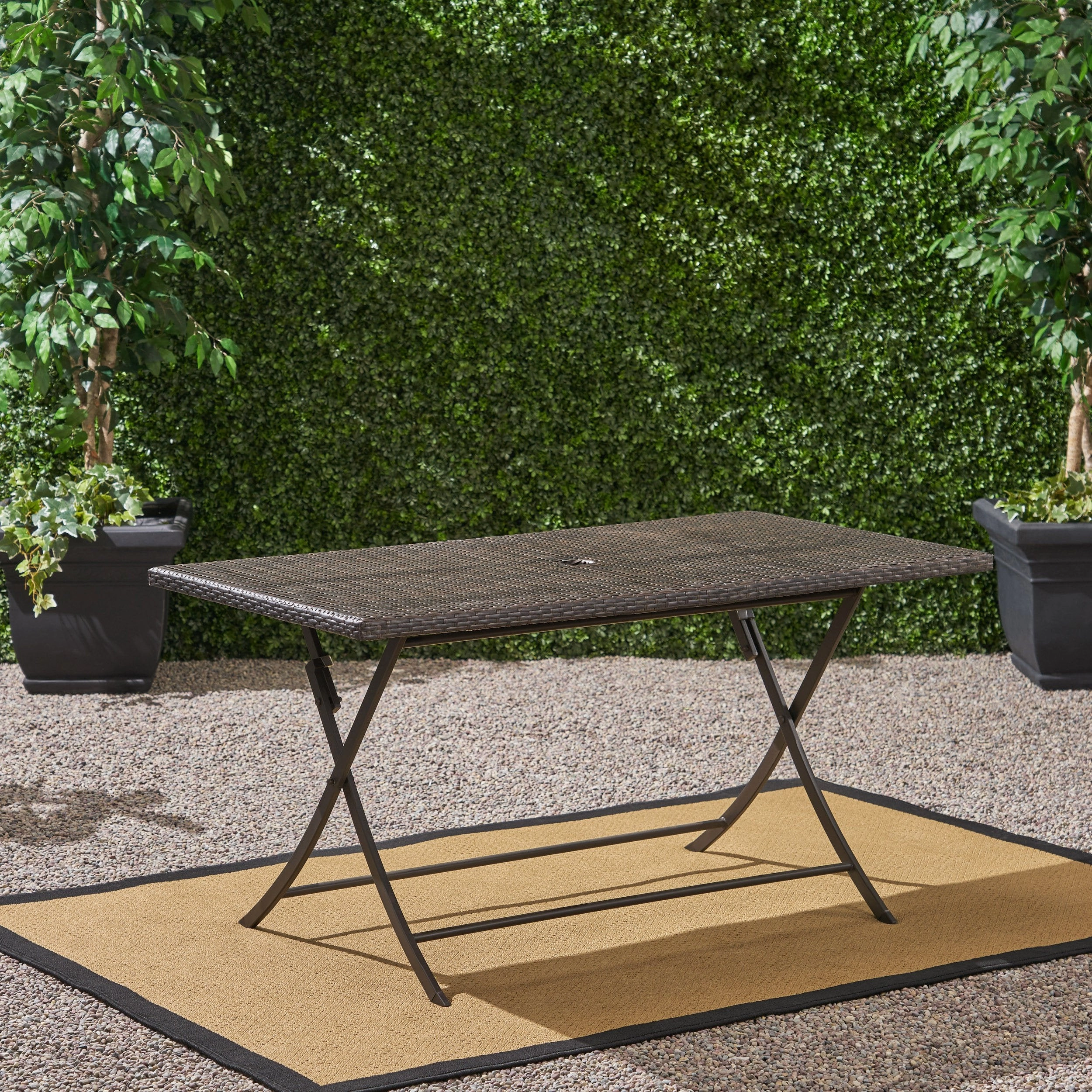 Outdoor Multi-brown Wicker Rectangular Foldable Dining Table - NH310203 outdoor lounge chair, patio sofa
