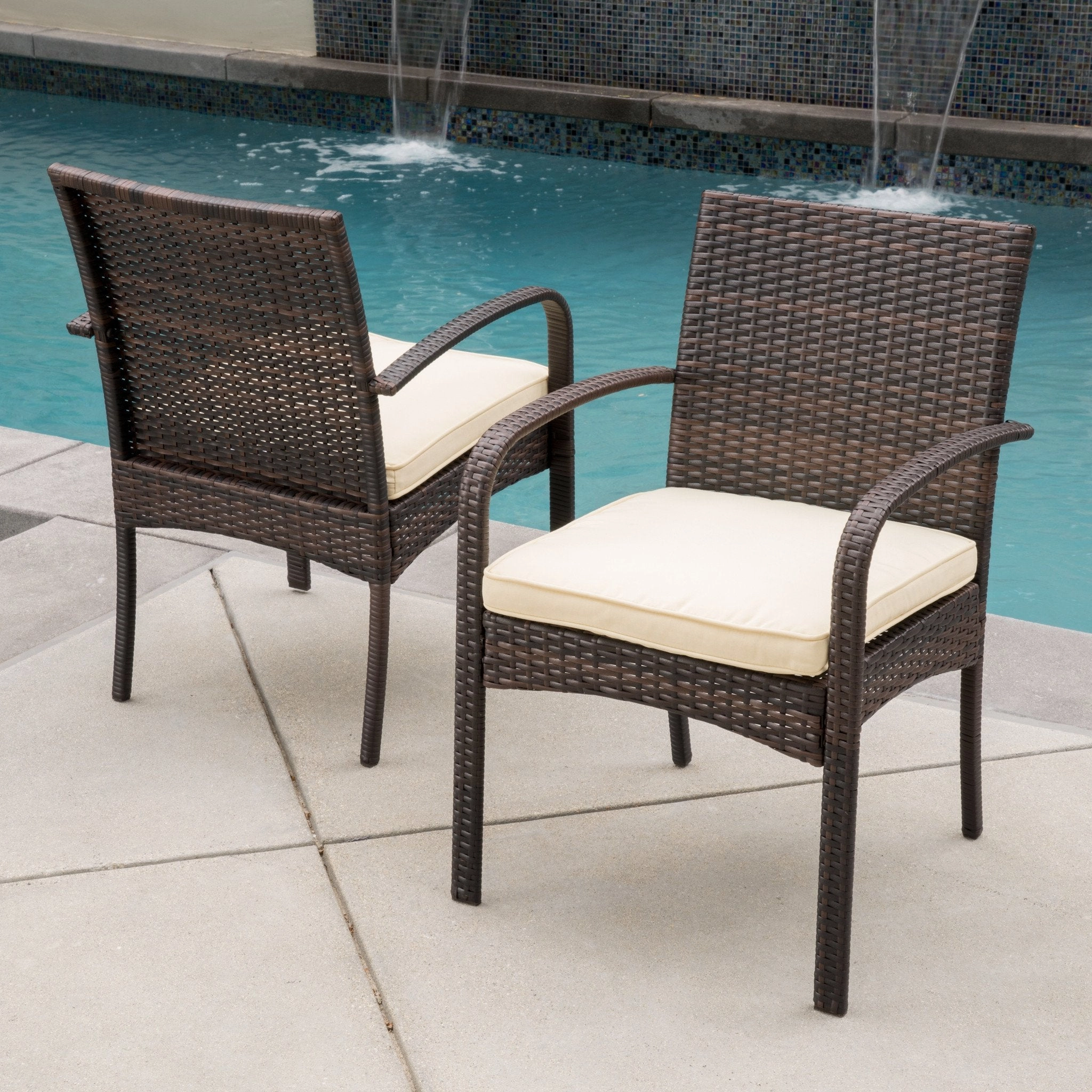 Outdoor Multibrown PE Wicker Dining Chairs (Set of 2) - NH066592 outdoor lounge chair, patio sofa