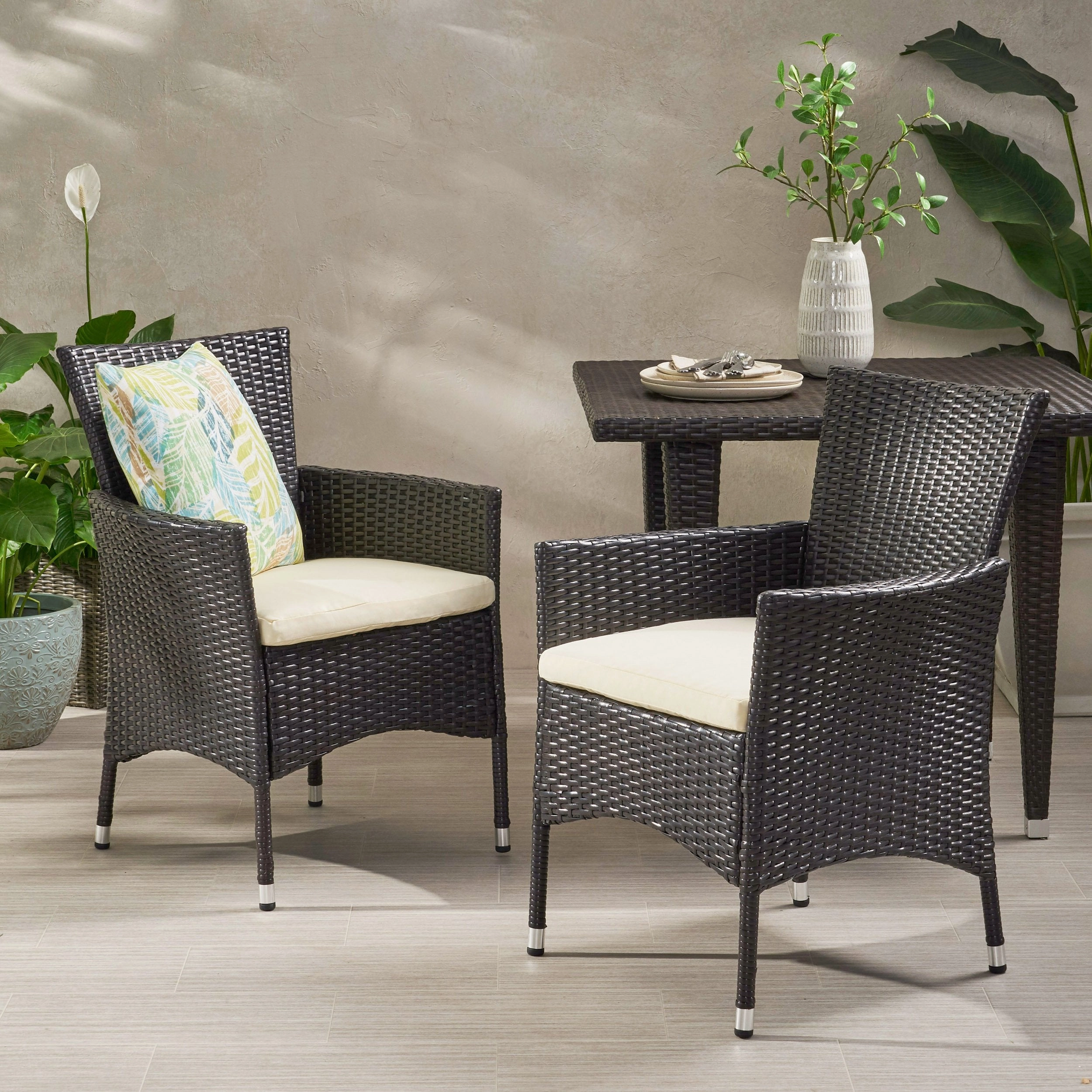 Outdoor Multibrown PE Wicker Dining Chairs (Set of 2) - NH896592 outdoor lounge chair, patio sofa