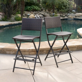 Outdoor Multibrown Wicker 28-Inch Barstools (Set of 2) - NH303003 outdoor furniture, garden bench