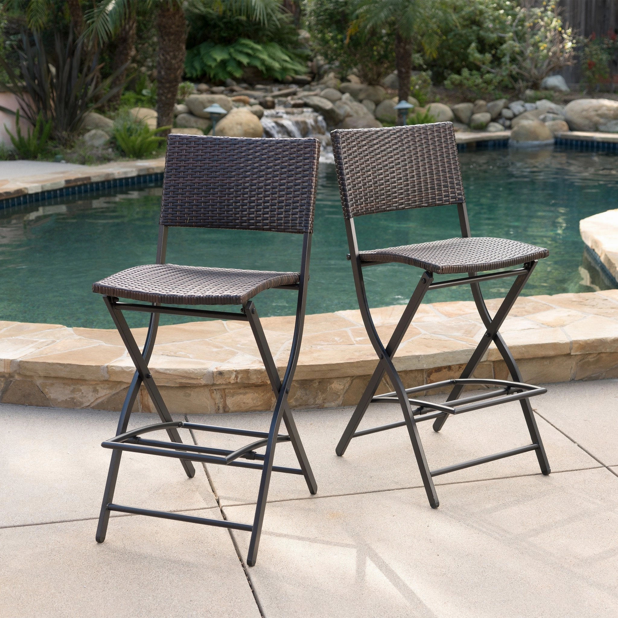 Outdoor Multibrown Wicker 28-Inch Barstools (Set of 2) - NH303003 outdoor lounge chair, patio sofa