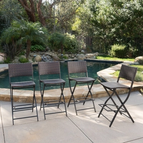 Outdoor Multibrown Wicker 28-Inch Barstools (Set of 4) - NH403003 outdoor furniture, garden bench