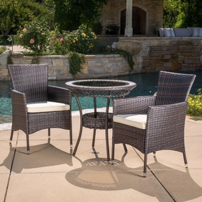 Outdoor Multibrown Wicker 3pc Bistro Set - NH068592 outdoor lounge chair, patio sofa