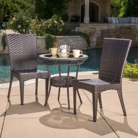 Outdoor Multibrown Wicker 3pc Bistro Set - NH696592 outdoor lounge chair, patio sofa