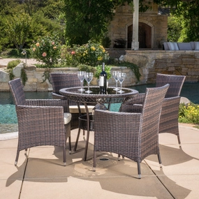 Outdoor Multibrown Wicker 5pc Dining Set - NH958592 outdoor lounge chair, patio sofa