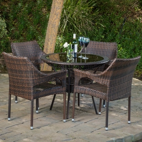 Outdoor Multibrown Wicker  5pc Dining Set - NH986592 outdoor lounge chair, patio sofa