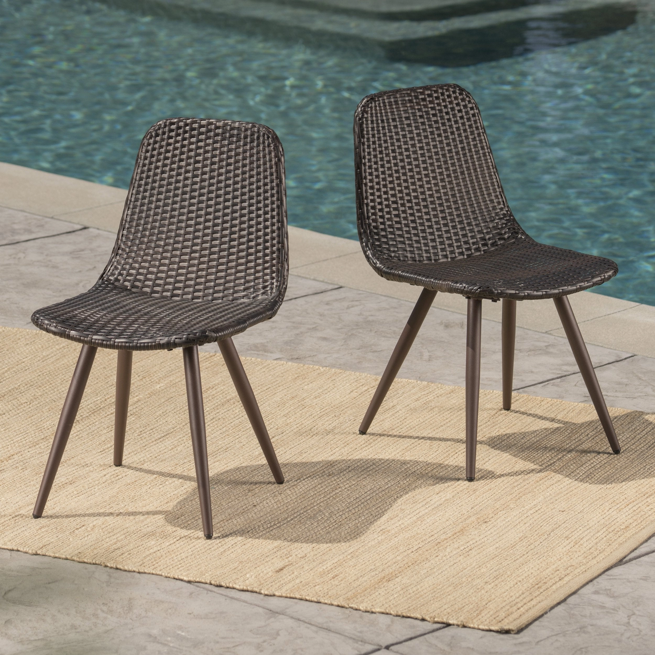 Outdoor Multibrown Wicker Dining Chairs with Dark Brown Powder Coated Legs - NH169103 outdoor lounge chair, patio sofa