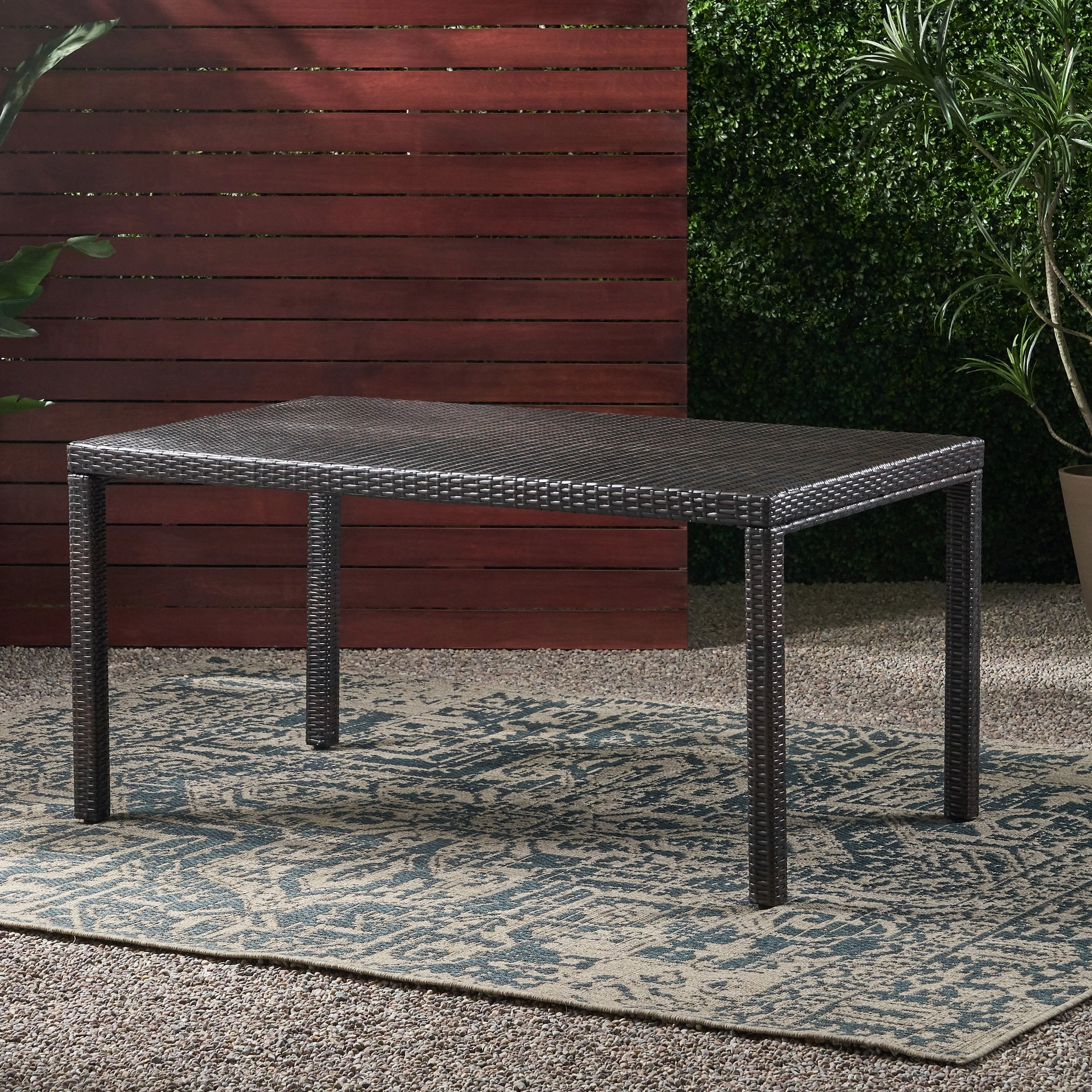 Outdoor Multibrown Wicker Rectangular Dining Table - NH872003