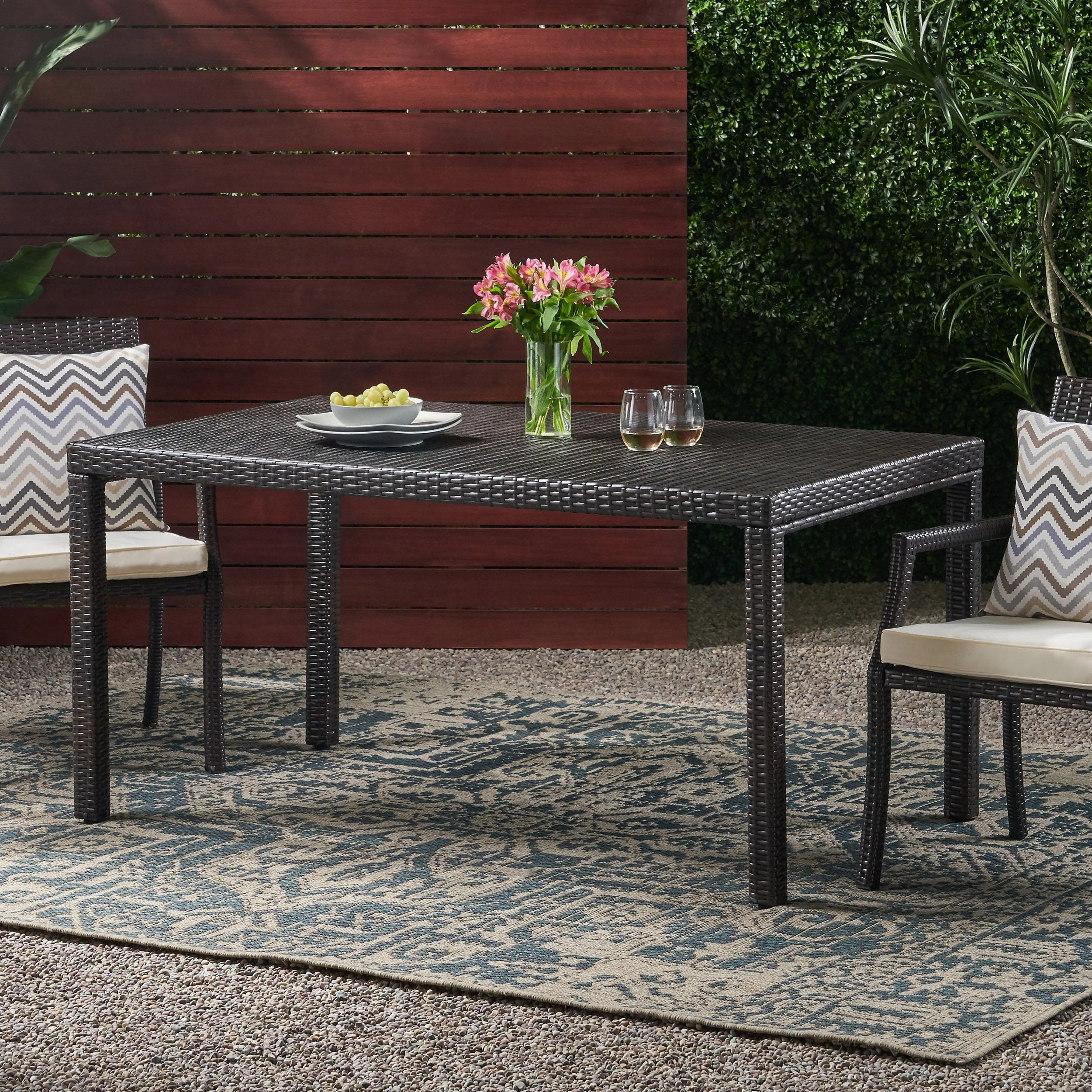 Outdoor Multibrown Wicker Rectangular Dining Table - NH872003 outdoor lounge chair, patio sofa
