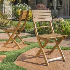Outdoor Natural Finish Acacia Wood Foldable Dining Chairs (Set of 2) - NH518992 outdoor lounge chair, patio sofa