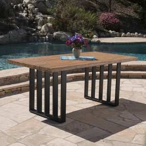 Outdoor Oak Finish Light Weight Concrete Dining Table - NH770403 outdoor lounge chair, patio sofa