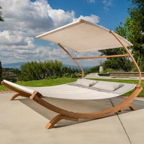 Outdoor Off-White Sunbed with Adjustable Canopy - NH948692 patio umbrella, gazebo