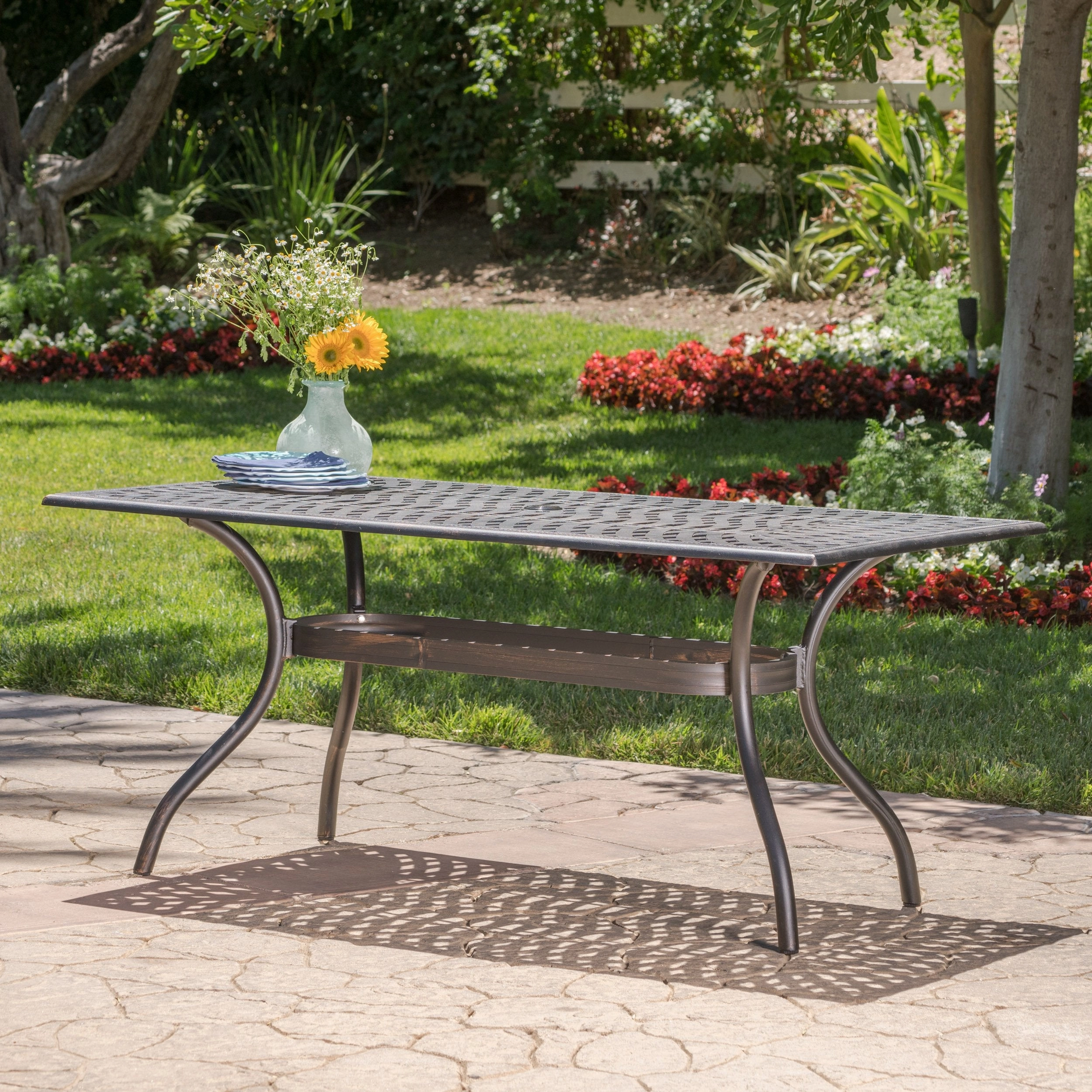 Outdoor Patina Copper Cast Aluminum Dining Table - NH276003 outdoor lounge chair, patio sofa
