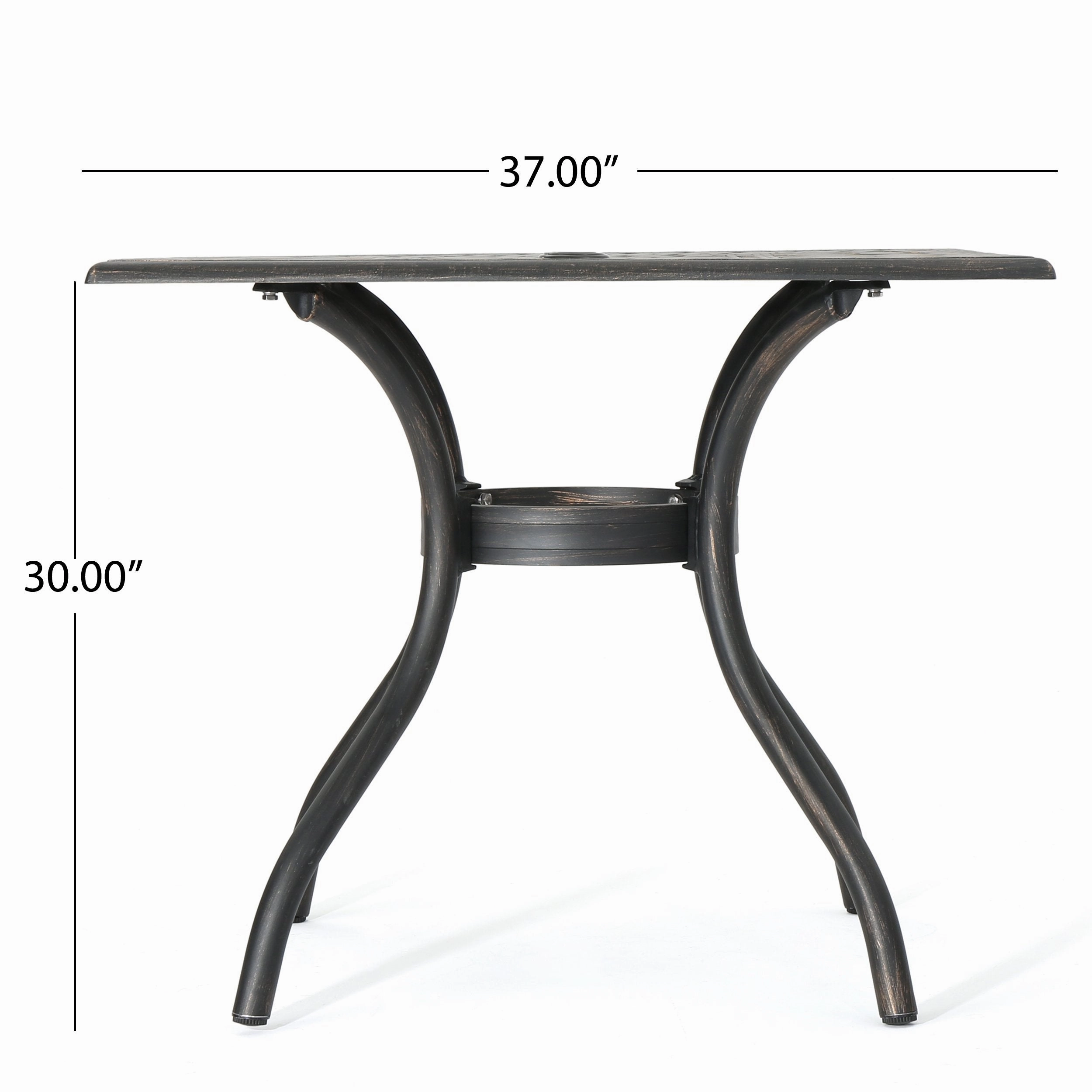 Outdoor Patina Copper Cast Aluminum Square Dining Table - NH376003