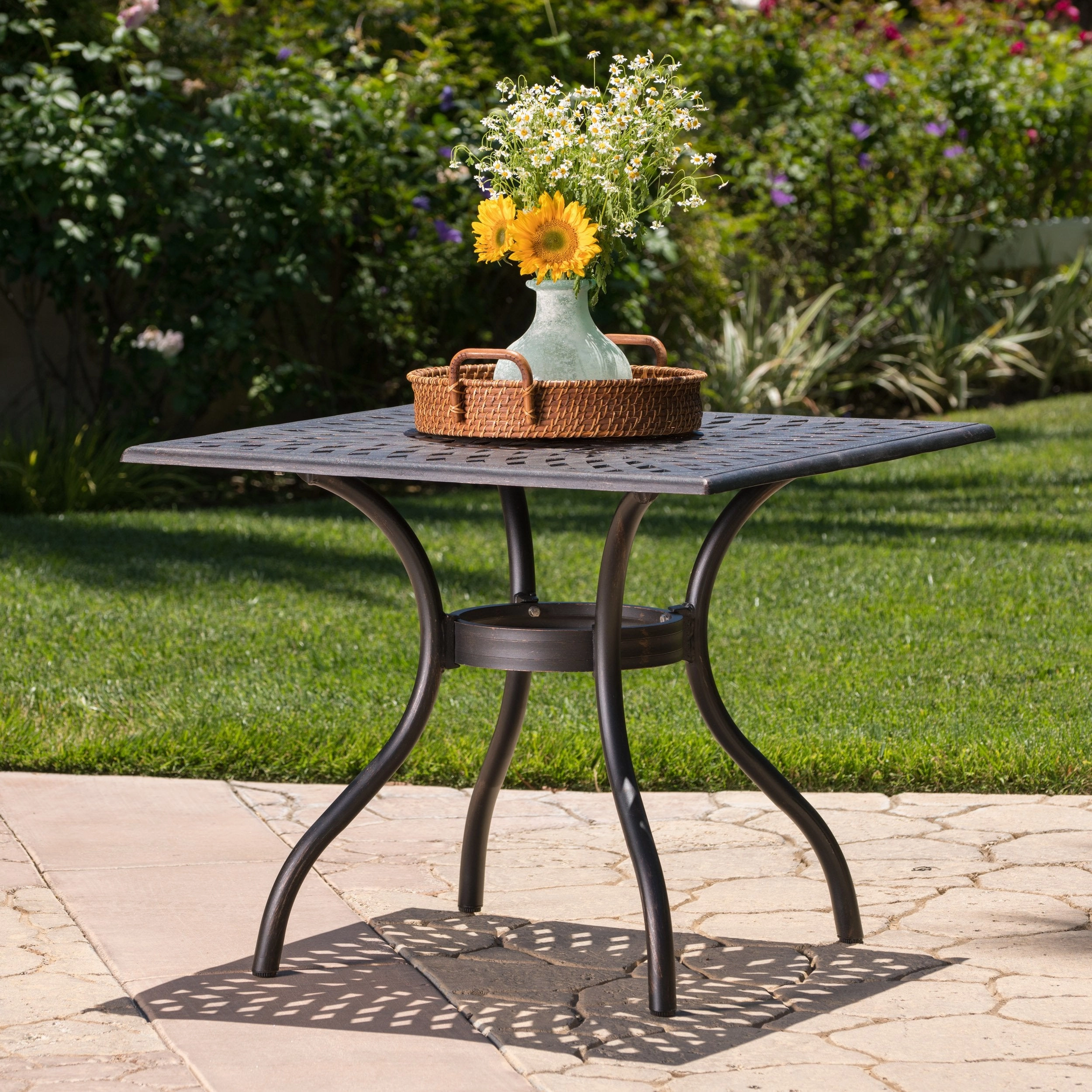 Outdoor Patina Copper Cast Aluminum Square Dining Table - NH376003 outdoor lounge chair, patio sofa