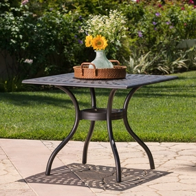 Outdoor Patina Copper Cast Aluminum Square Dining Table - NH376003 outdoor lounge chair, patio sofa