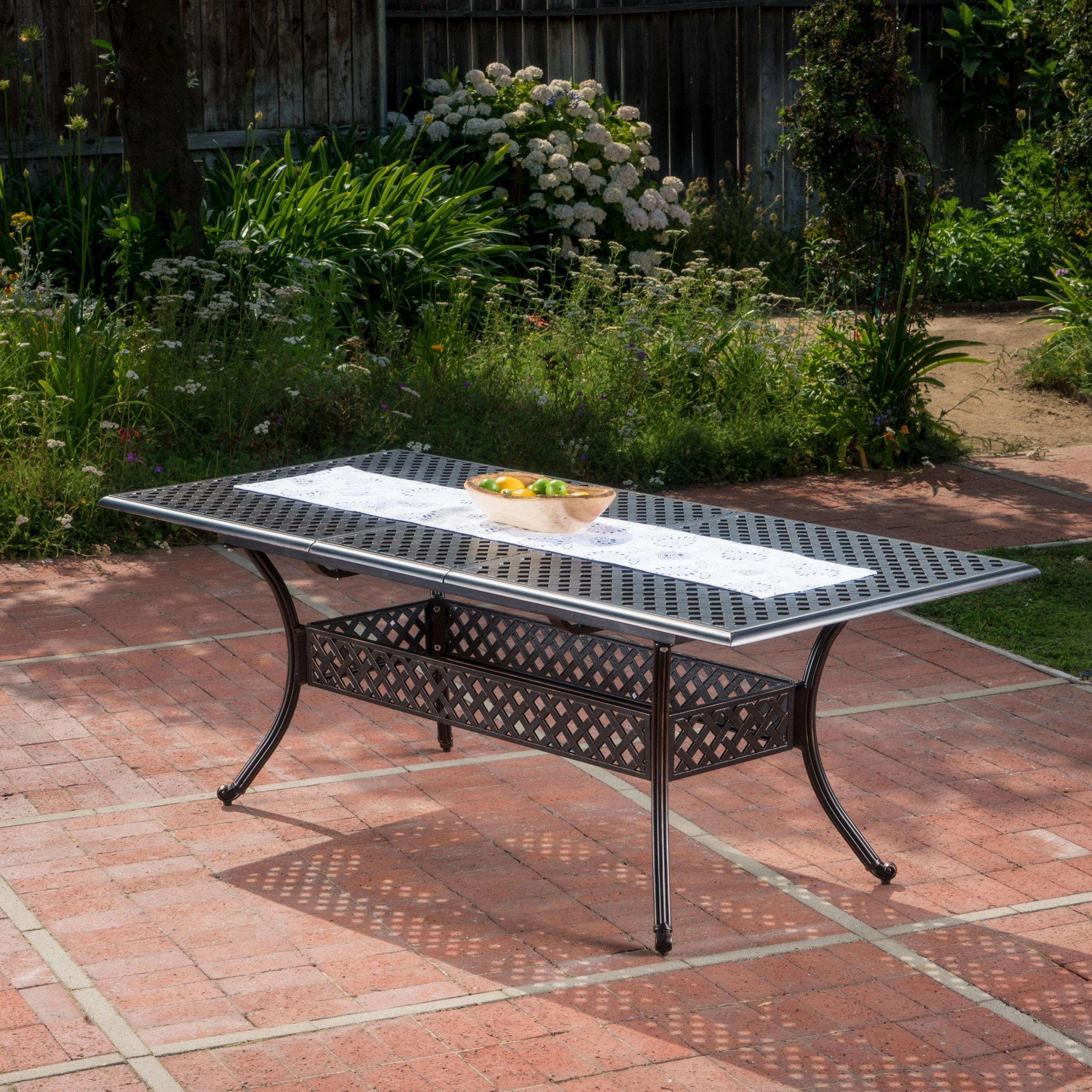 Outdoor Patina Copper Finish Expandable Dining Table - NH476003 outdoor lounge chair, patio sofa