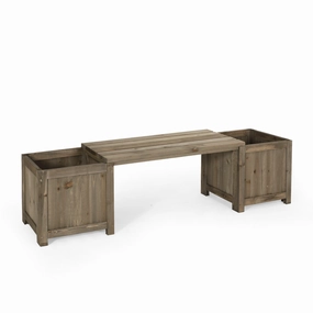 Outdoor Pine Wood Planter Bench - NH745513 outdoor furniture, garden bench