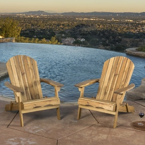 Outdoor Reclining Wood Adirondack Chair with Footrest (Set of 2) - NH507692 outdoor furniture, garden bench