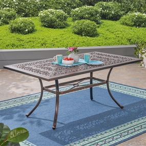 Outdoor Rectangular Cast Aluminum Dining Table, Shiny Copper - NH272603 outdoor lounge chair, patio sofa