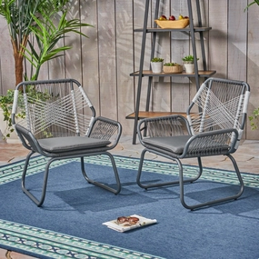 Outdoor Rope and Steel Club Chairs (Set of 2) - NH175503 outdoor furniture, garden bench