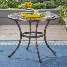 Outdoor Round Cast Aluminum Dining Table, Shiny Copper - NH372603 outdoor lounge chair, patio sofa