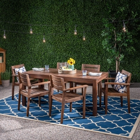 Outdoor Rustic Acacia Wood 7 Piece Dining Set - NH339603 outdoor lounge chair, patio sofa