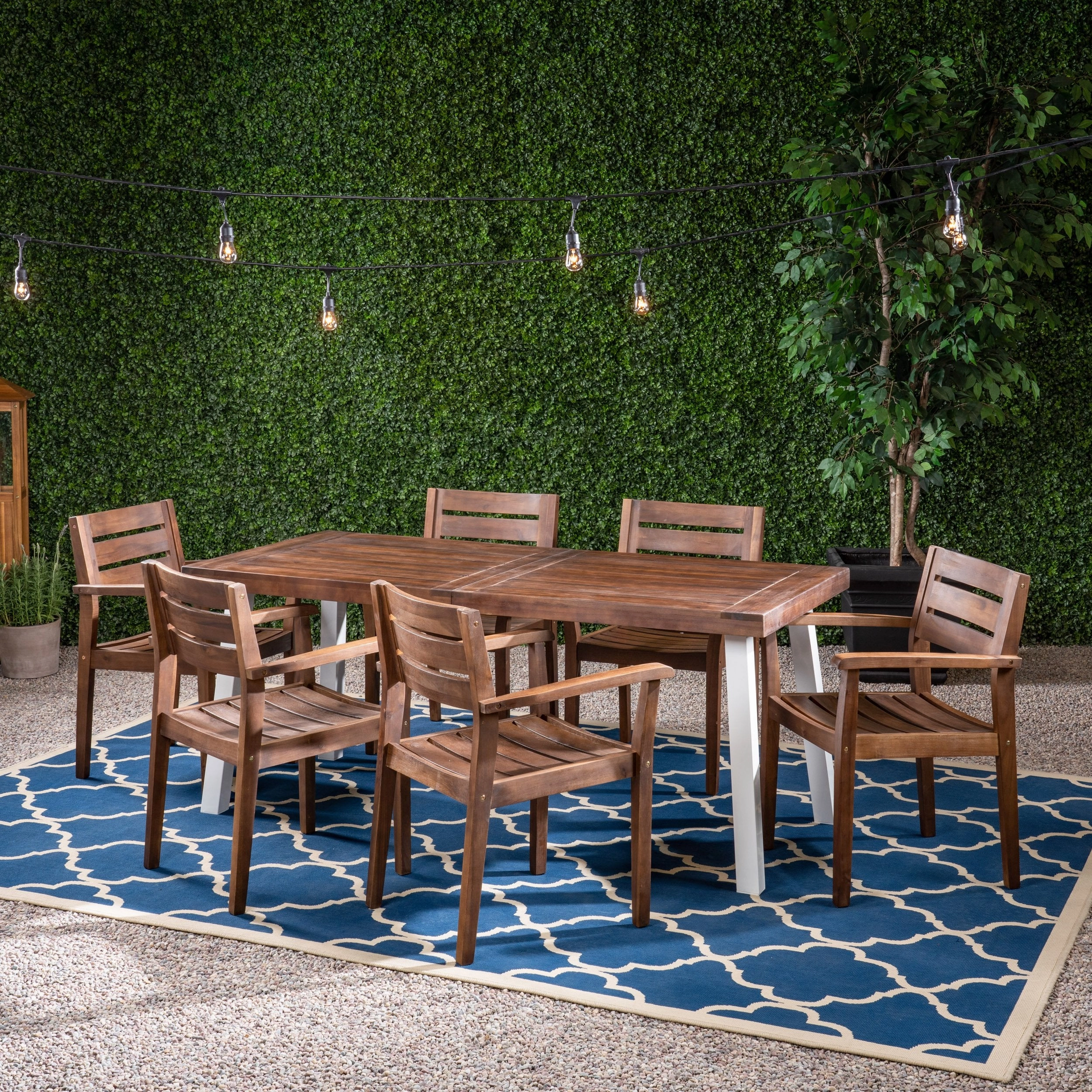 Outdoor Rustic Acacia Wood 7 Piece Dining Set - NH539603 outdoor lounge chair, patio sofa