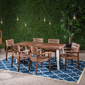 Outdoor Rustic Acacia Wood 7 Piece Dining Set - NH539603 outdoor lounge chair, patio sofa
