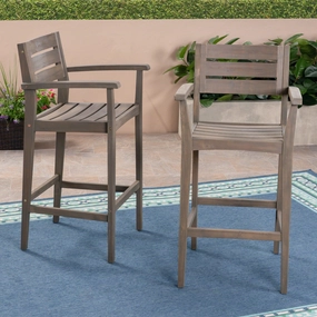 Outdoor Rustic Acacia Wood Barstool (Set of 2) - NH418503 outdoor furniture, garden bench