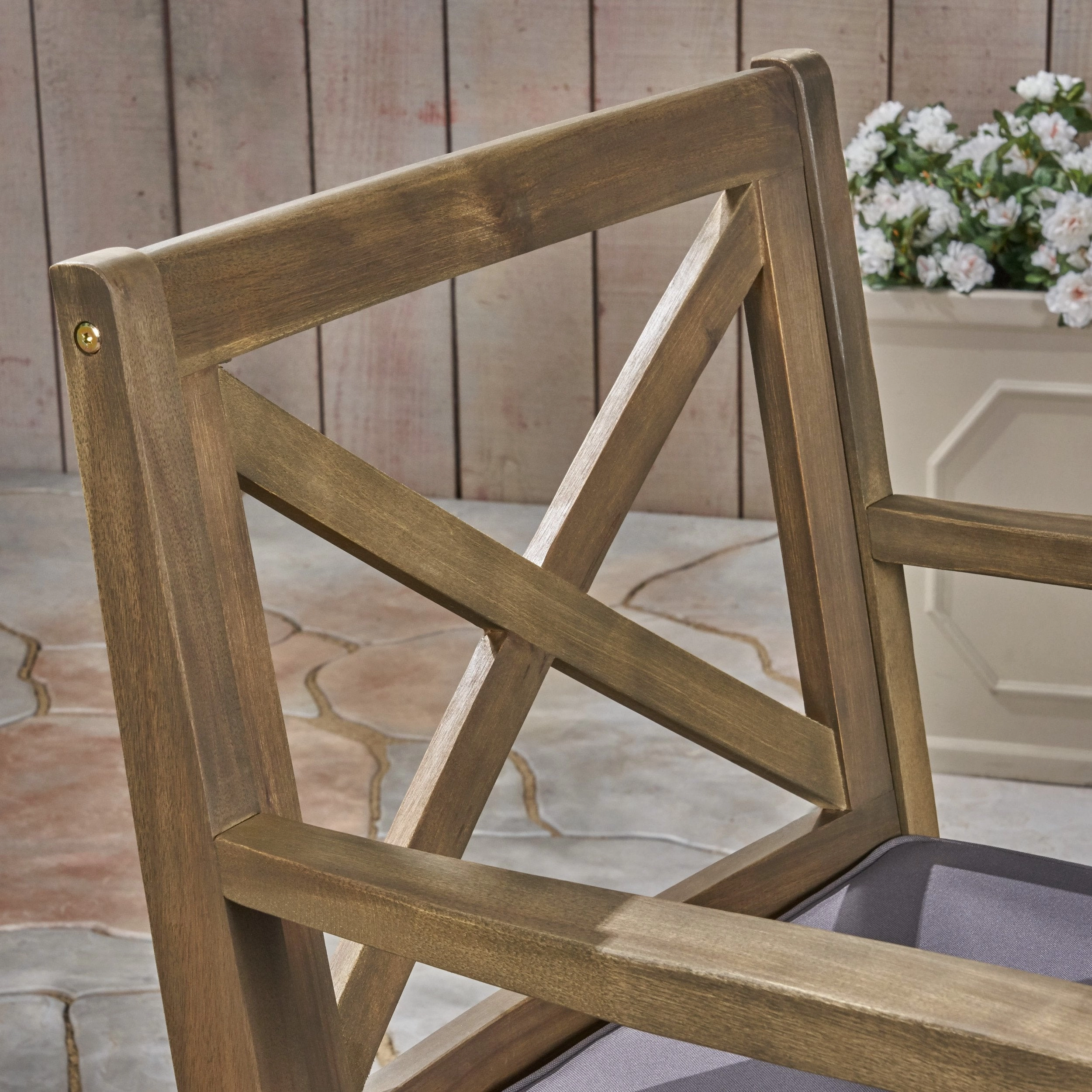 Outdoor Rustic Acacia Wood Barstools with Cushions (Set of 4) - NH540603