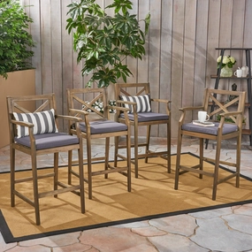 Outdoor Rustic Acacia Wood Barstools with Cushions (Set of 4) - NH540603 outdoor lounge chair, patio sofa